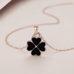 Four Leaf Clover Necklace 925 Sterling Silver Color Changing Double Sided Pendant Dainty Clavicle Chain for Women