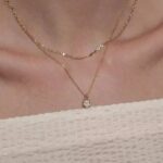 Moissanite Necklace 925 Sterling Silver Teardrop Pendant N001609M Dainty O-Chain Clavicle Choker for Women Everyday Wear