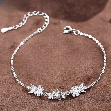 Jasmine Flower Bracelet 925 Sterling Silver for Women Dainty Christmas Gift Jewelry