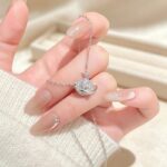 Planet Pendant Necklace 999 Silver Zircon Star Orbit Choker for Women