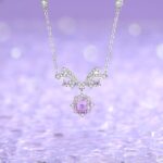 925 Sterling Silver Star Bow Necklace for Women, Firework-Cut Purple Zircon Pendant