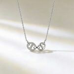925 Sterling Silver Double Ring Pendant Necklace for Women, Dainty Everyday