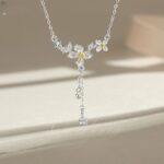 Gardenia Flower Necklace 925 Sterling Silver Tassel Pendant Chain for Women Everyday Wear