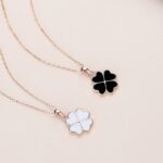 Four Leaf Clover Necklace 925 Sterling Silver Color Changing Double Sided Pendant Dainty Clavicle Chain for Women