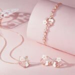 925 Sterling Silver Cat Bracelet for Women Butterfly Flower Shell Charm Sweet Pink Gift