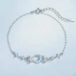 Moon Star Bracelet Glow in the Dark 925 Sterling Silver for Women, Birthday Gift