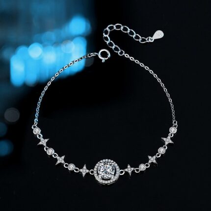 Moissanite Star Bracelet 925 Sterling Silver 1 Carat for Women