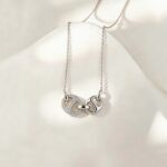925 Sterling Silver Double Ring Pendant Necklace for Women, Dainty Everyday