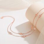 Four Leaf Clover Anklet 925 Sterling Silver Rose Gold Double Layer Chain Women's Summer Beach Foot Jewelry Gift