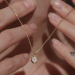 Moissanite Necklace 925 Sterling Silver Teardrop Pendant N001609M Dainty O-Chain Clavicle Choker for Women Everyday Wear