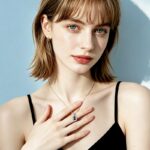 925 Sterling Silver Oval Pendant Necklace for Women - Darcy Blue-Tone Collarbone Chain, Geometric Everyday & Office Wear