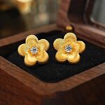 Gold Flower Stud Earrings 925 Sterling Silver for Women, Summer Gift