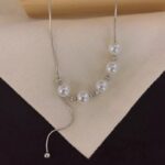 925 Sterling Silver Beaded Lariat Necklace for Women, Minimalist Tassel Style