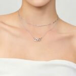 925 Sterling Silver Double Ring Pendant Necklace for Women, Dainty Everyday