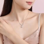 Rose Star Necklace 925 Sterling Silver Flower Cut Zircon Pendant 6/8MM for Women Daily Office Commute