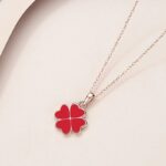 Four Leaf Clover Necklace 925 Sterling Silver Color Changing Double Sided Pendant Dainty Clavicle Chain for Women