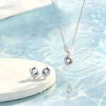 Sterling Silver Conch Shell Pearl Stud Earrings Women Blue Enamel Ocean Beach Summer Jewelry Gift E000156B