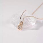 Moissanite Necklace 925 Sterling Silver Teardrop Pendant N001609M Dainty O-Chain Clavicle Choker for Women Everyday Wear