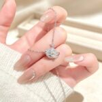 Planet Pendant Necklace 999 Silver Zircon Star Orbit Choker for Women