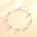Pearl Bracelet 925 Sterling Silver Double Layer Crystal Ball Chain for Women Adjustable Gift