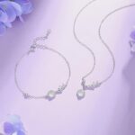Butterfly Bracelet for Women, 925 Sterling Silver with White Chalcedony