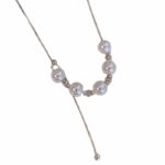 925 Sterling Silver Beaded Lariat Necklace for Women, Minimalist Tassel Style