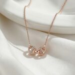 925 Sterling Silver Double Ring Pendant Necklace for Women, Dainty Everyday