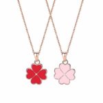 Four Leaf Clover Necklace 925 Sterling Silver Color Changing Double Sided Pendant Dainty Clavicle Chain for Women