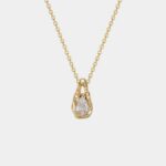 Moissanite Necklace 925 Sterling Silver Teardrop Pendant N001609M Dainty O-Chain Clavicle Choker for Women Everyday Wear