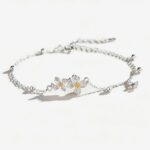 Gardenia Flower Bracelet 925 Sterling Silver Dainty Floral Charm Women Summer Travel Gift for Friend