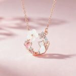 925 Sterling Silver Cat Bracelet for Women Butterfly Flower Shell Charm Sweet Pink Gift