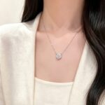 Planet Pendant Necklace 999 Silver Zircon Star Orbit Choker for Women