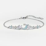 Moon Star Bracelet Glow in the Dark 925 Sterling Silver for Women, Birthday Gift