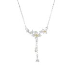 Gardenia Flower Necklace 925 Sterling Silver Tassel Pendant Chain for Women Everyday Wear