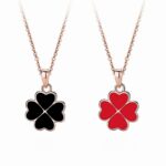 Four Leaf Clover Necklace 925 Sterling Silver Color Changing Double Sided Pendant Dainty Clavicle Chain for Women