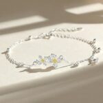 Gardenia Flower Bracelet 925 Sterling Silver Dainty Floral Charm Women Summer Travel Gift for Friend