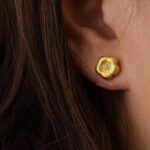 Gold Flower Stud Earrings 925 Sterling Silver for Women, Summer Gift