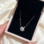 Planet Pendant Necklace 999 Silver Zircon Star Orbit Choker for Women