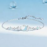 Moon Star Bracelet Glow in the Dark 925 Sterling Silver for Women, Birthday Gift