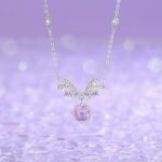 925 Sterling Silver Star Bow Necklace for Women, Firework-Cut Purple Zircon Pendant