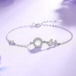 Butterfly Bracelet for Women, 925 Sterling Silver with White Chalcedony