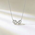 925 Sterling Silver Double Ring Pendant Necklace for Women, Dainty Everyday
