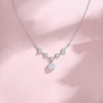 Rose Star Necklace 925 Sterling Silver Flower Cut Zircon Pendant 6/8MM for Women Daily Office Commute