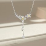 Gardenia Flower Necklace 925 Sterling Silver Tassel Pendant Chain for Women Everyday Wear