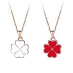 Four Leaf Clover Necklace 925 Sterling Silver Color Changing Double Sided Pendant Dainty Clavicle Chain for Women