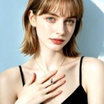 925 Sterling Silver Oval Pendant Necklace for Women - Darcy Blue-Tone Collarbone Chain, Geometric Everyday & Office Wear