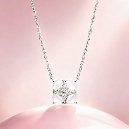 925 Sterling Silver Four-Pointed Star Pendant Necklace for Women, Rotating Wish Clavicle Chain, 40+5cm Minimalist Gift