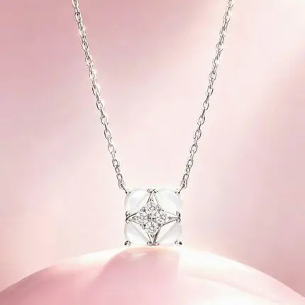 925 Sterling Silver Four-Pointed Star Pendant Necklace for Women, Rotating Wish Clavicle Chain, 40+5cm Minimalist Gift