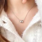 Sokila Bean Pendant Necklace 999 Fine Silver Dainty Geometric Choker 40+5cm Chain Minimalist Korean Style Everyday Jewelry Gift