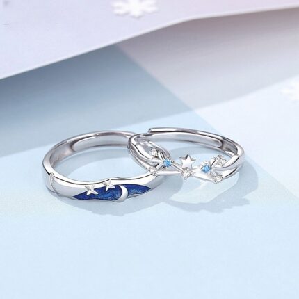 Star Couple Rings in Adjustable 925 Sterling Silver